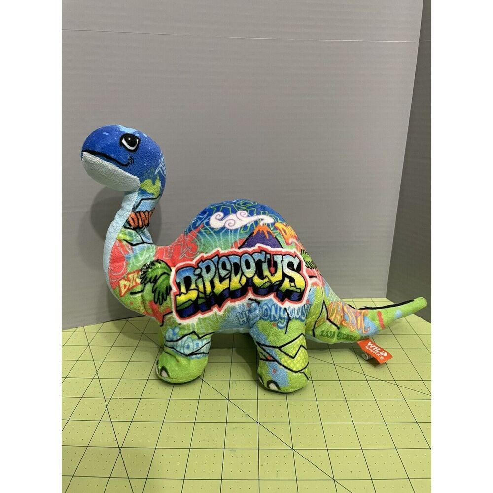 Wild Republic Plush Graffiti Dino Diplodocus Stuffed Animal K&M International